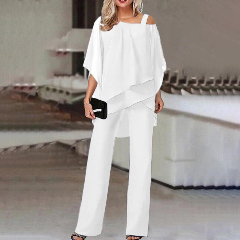 Cold Shoulder Layered Pant Set